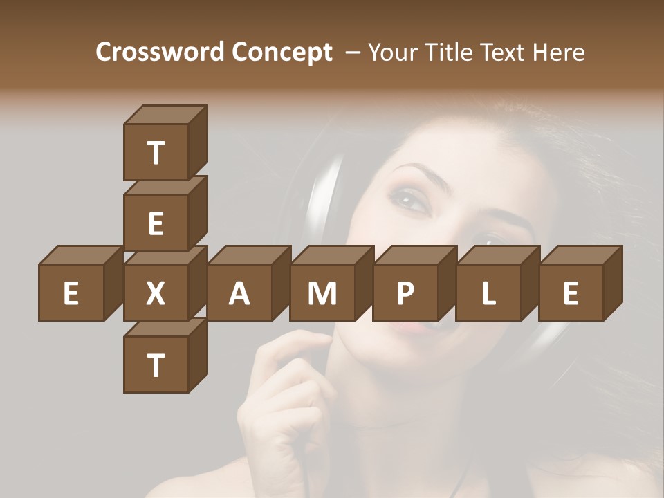 Audio Caucasian Headphone PowerPoint Template