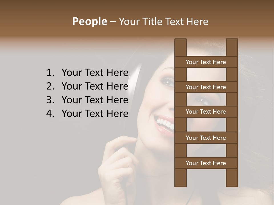 Audio Caucasian Headphone PowerPoint Template