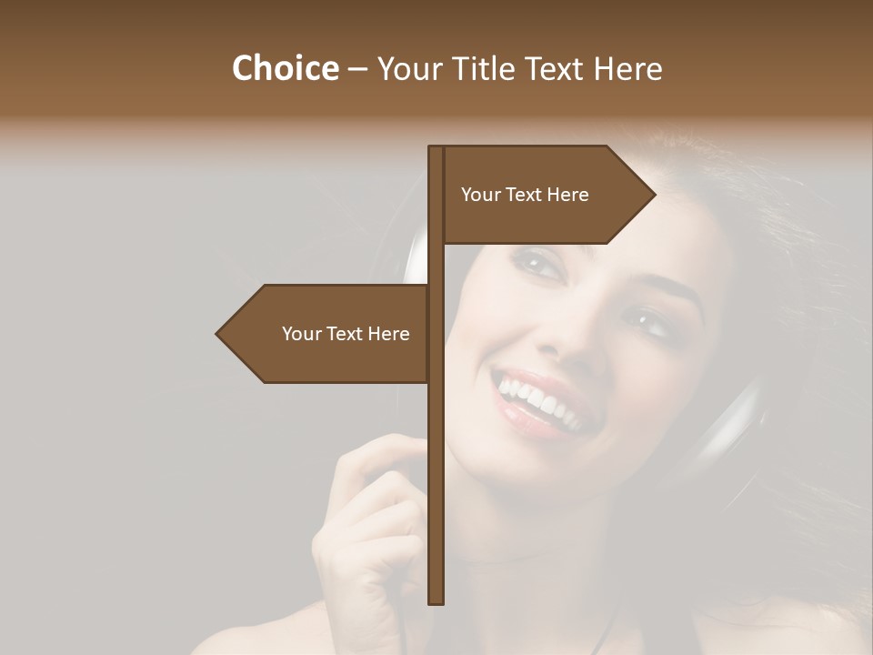 Audio Caucasian Headphone PowerPoint Template