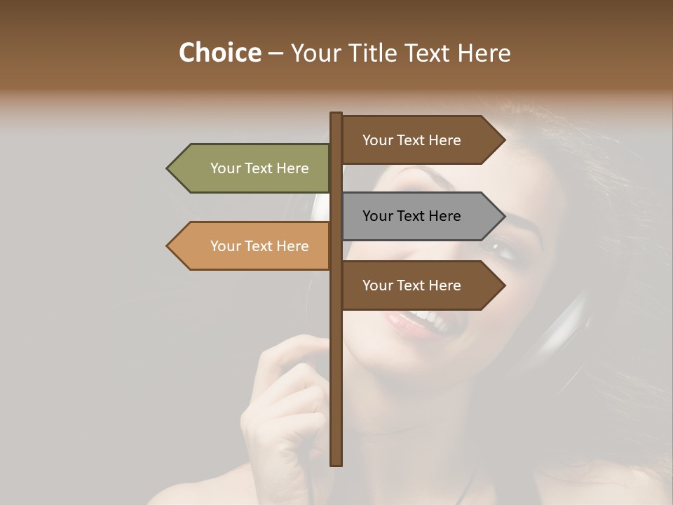 Audio Caucasian Headphone PowerPoint Template