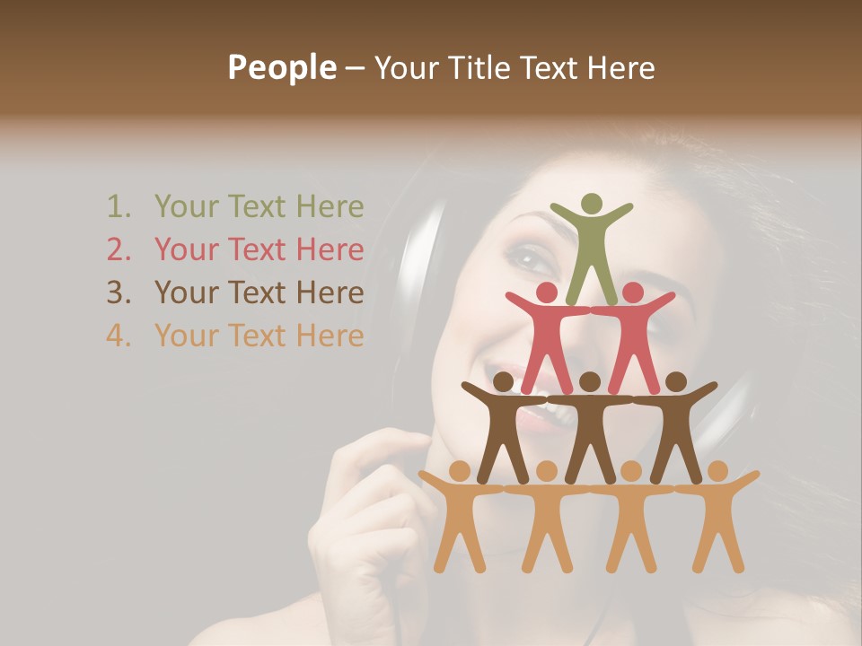 Audio Caucasian Headphone PowerPoint Template