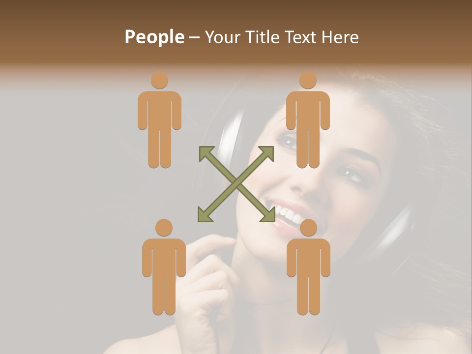 Audio Caucasian Headphone PowerPoint Template