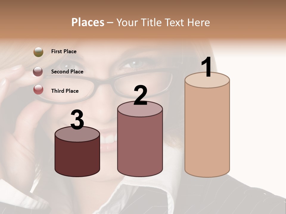 Beauty Caucasian Eyeglass PowerPoint Template