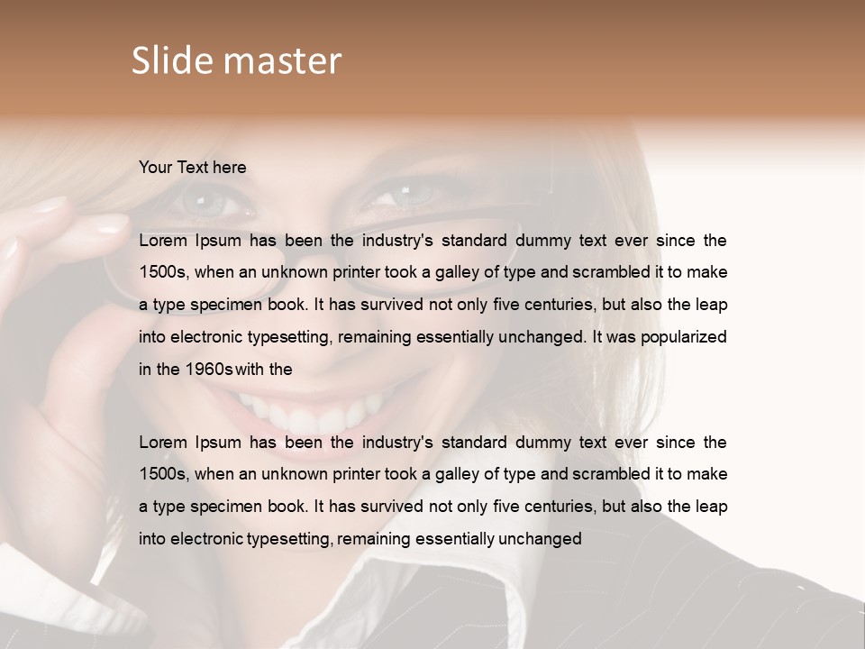 Beauty Caucasian Eyeglass PowerPoint Template