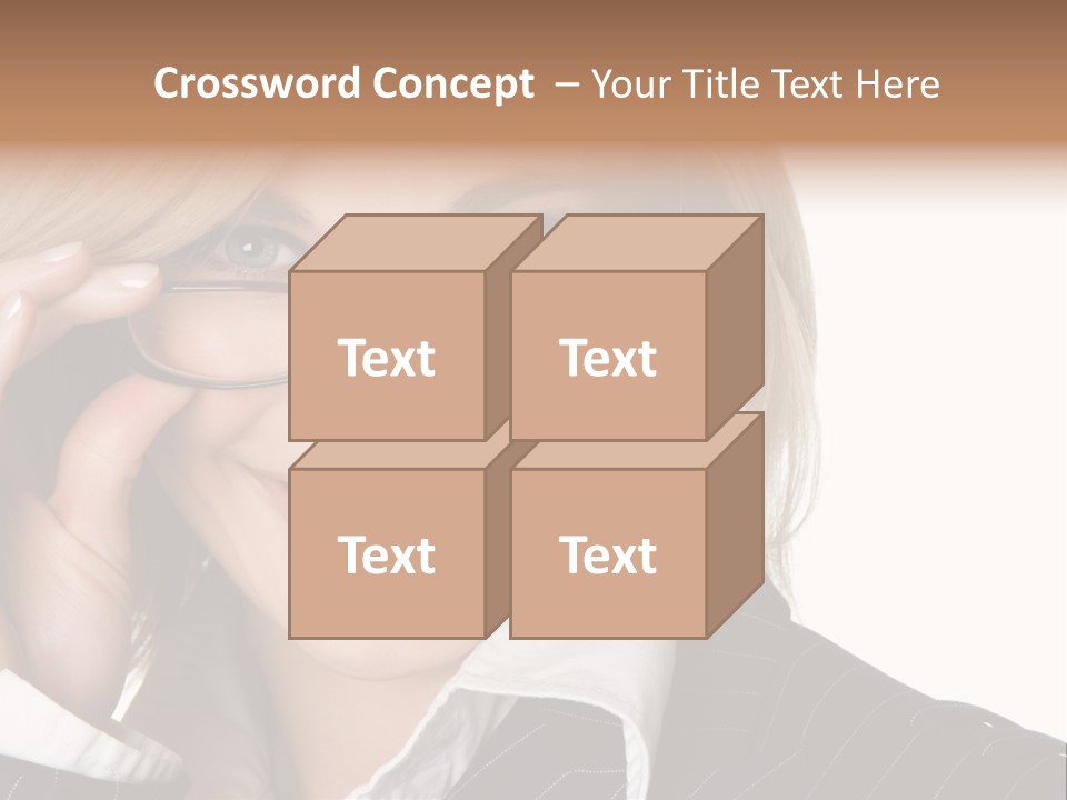 Beauty Caucasian Eyeglass PowerPoint Template