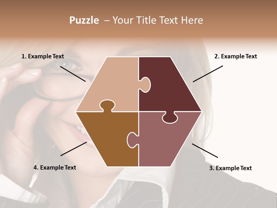 Beauty Caucasian Eyeglass PowerPoint Template