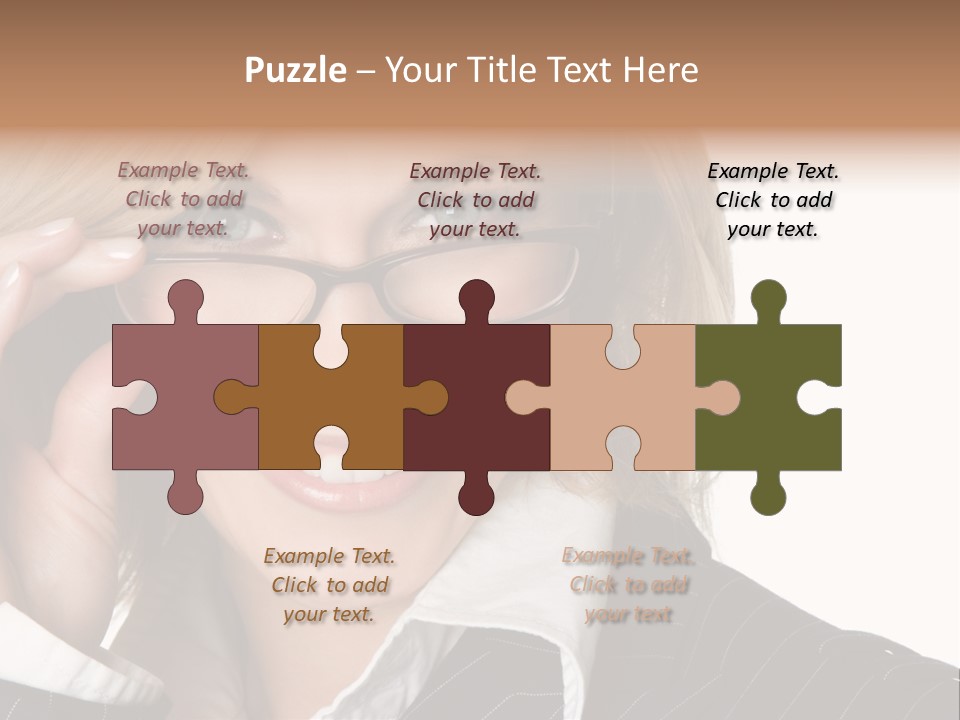 Beauty Caucasian Eyeglass PowerPoint Template
