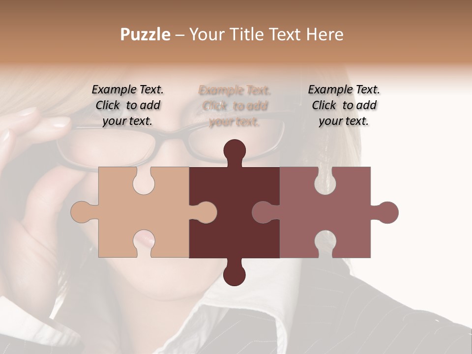 Beauty Caucasian Eyeglass PowerPoint Template