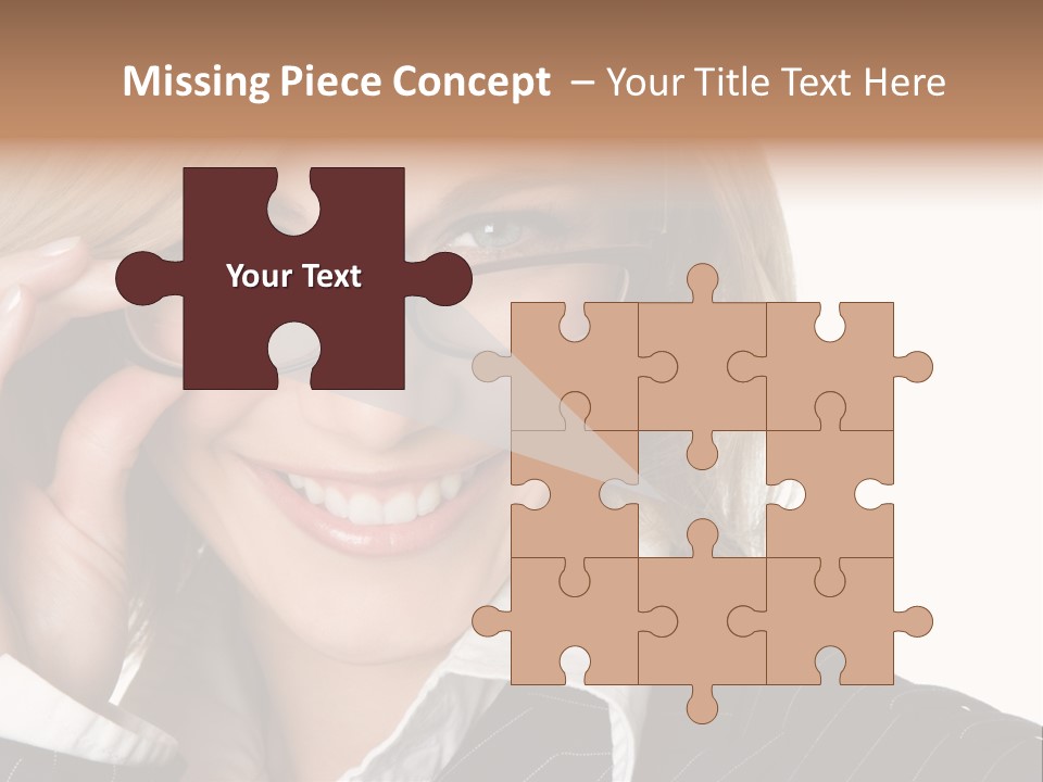 Beauty Caucasian Eyeglass PowerPoint Template