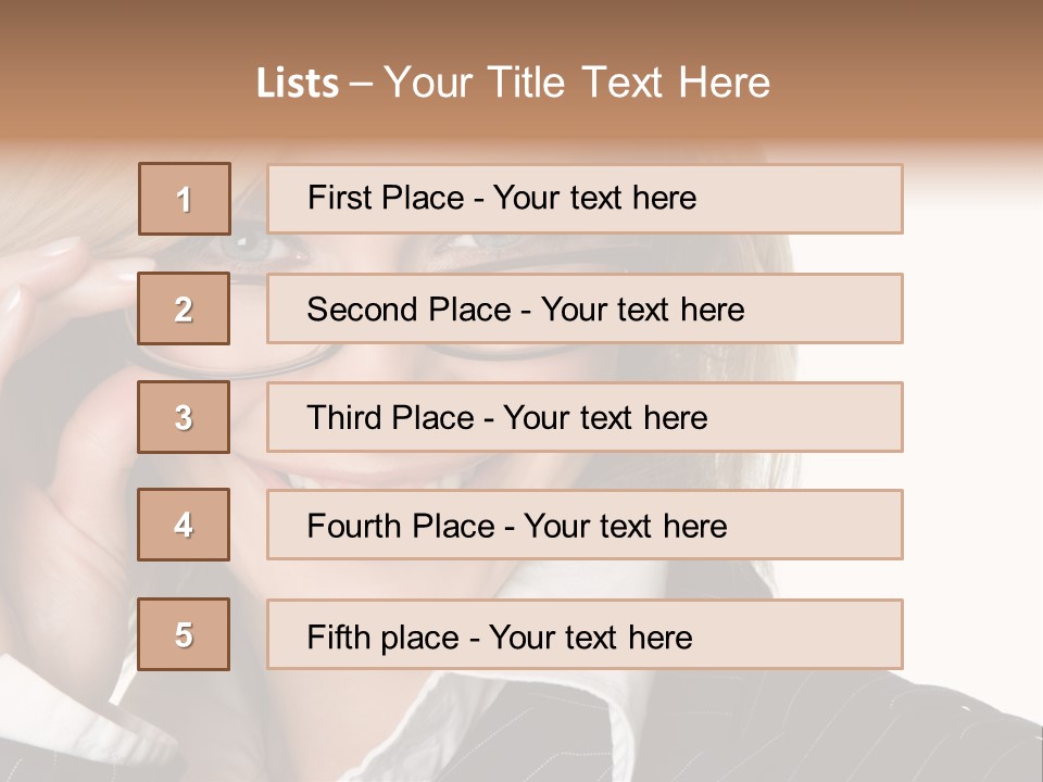 Beauty Caucasian Eyeglass PowerPoint Template
