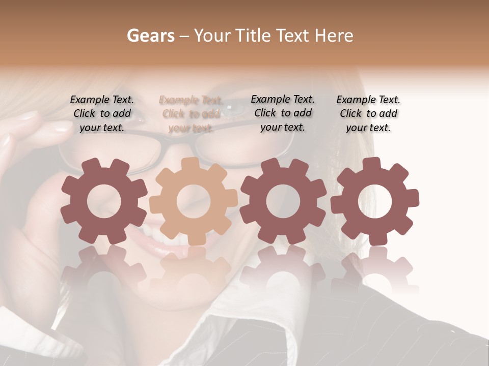 Beauty Caucasian Eyeglass PowerPoint Template