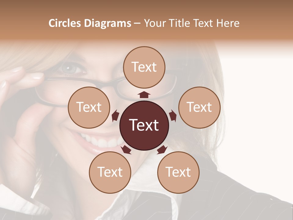 Beauty Caucasian Eyeglass PowerPoint Template
