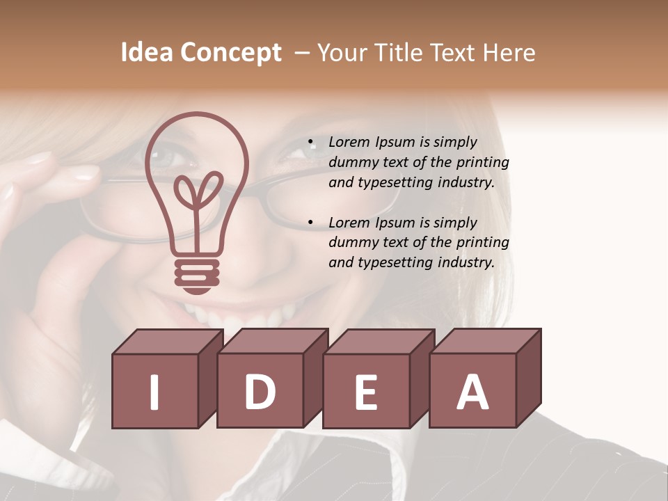 Beauty Caucasian Eyeglass PowerPoint Template