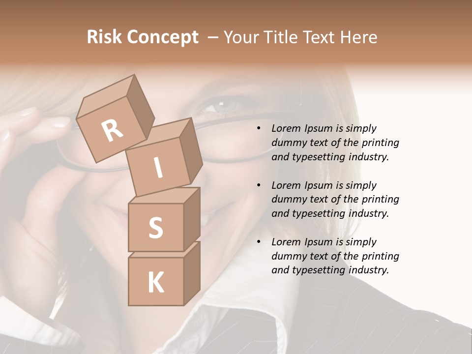 Beauty Caucasian Eyeglass PowerPoint Template