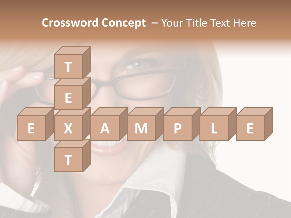 Beauty Caucasian Eyeglass PowerPoint Template