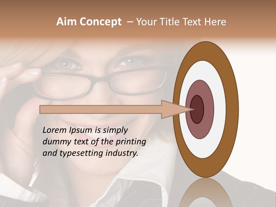 Beauty Caucasian Eyeglass PowerPoint Template