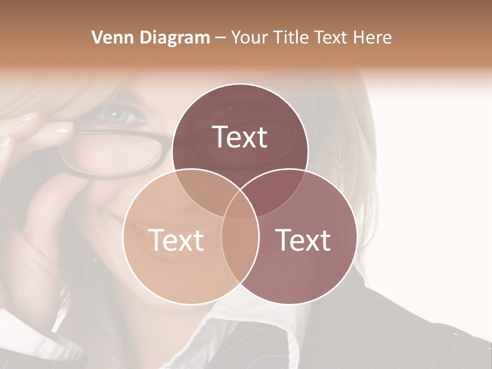 Beauty Caucasian Eyeglass PowerPoint Template
