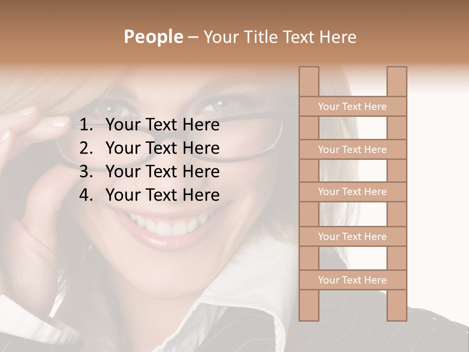 Beauty Caucasian Eyeglass PowerPoint Template