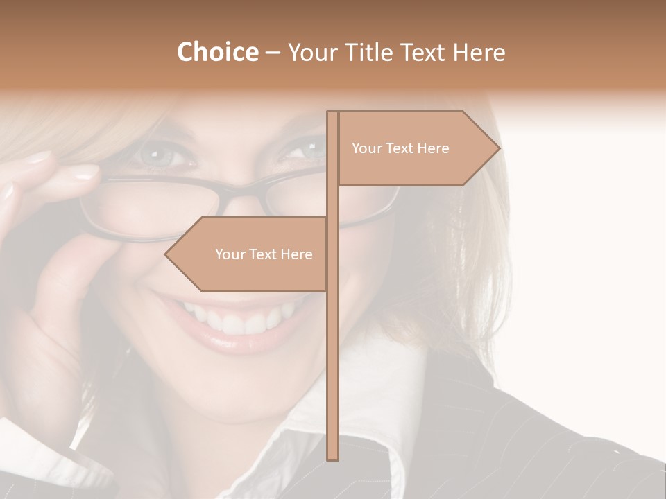 Beauty Caucasian Eyeglass PowerPoint Template