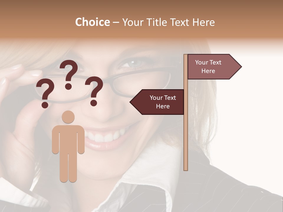 Beauty Caucasian Eyeglass PowerPoint Template