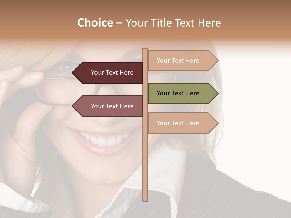 Beauty Caucasian Eyeglass PowerPoint Template