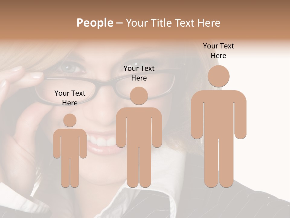 Beauty Caucasian Eyeglass PowerPoint Template