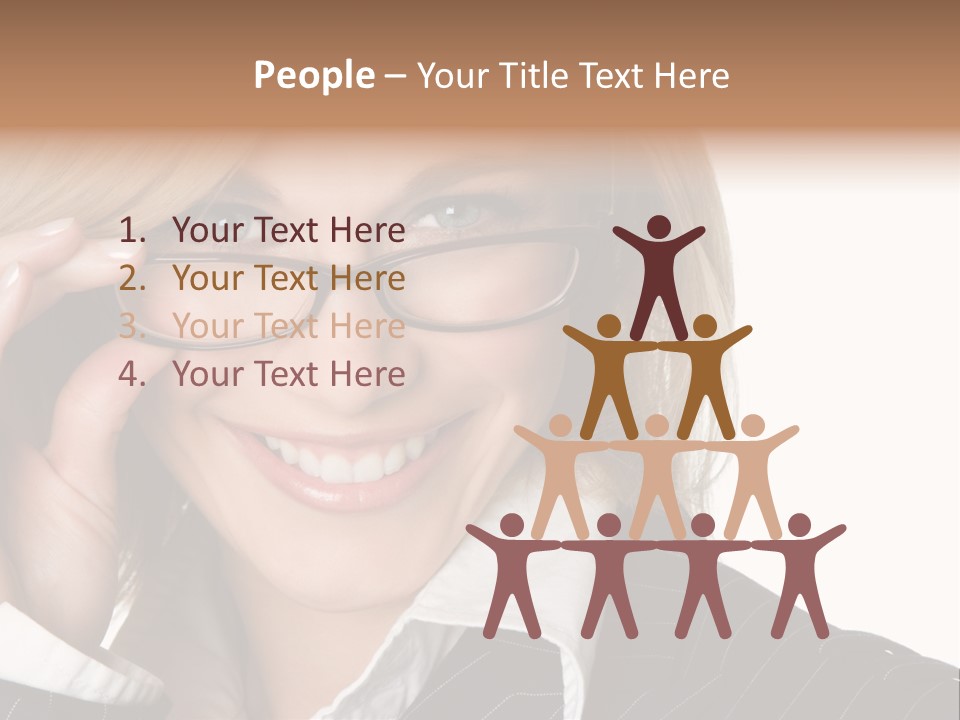 Beauty Caucasian Eyeglass PowerPoint Template