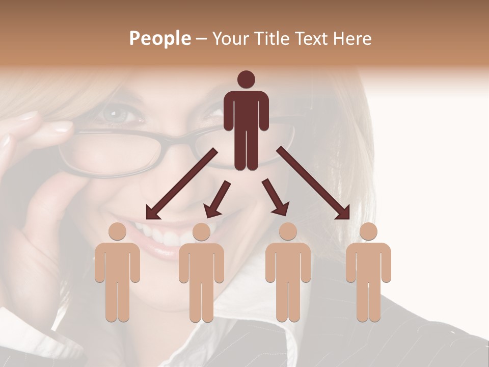 Beauty Caucasian Eyeglass PowerPoint Template