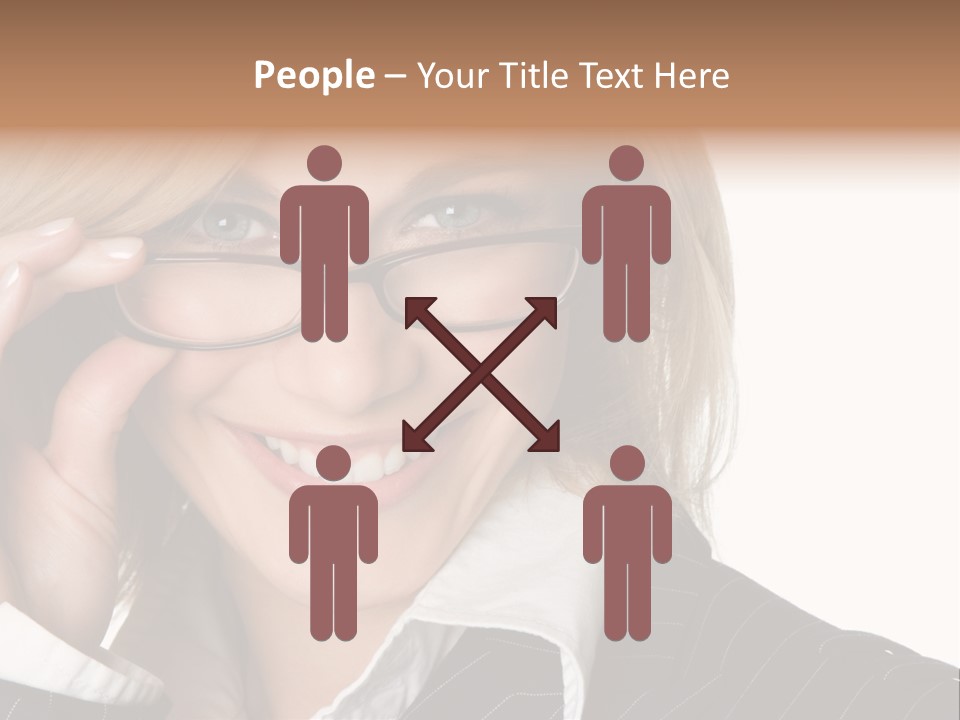 Beauty Caucasian Eyeglass PowerPoint Template