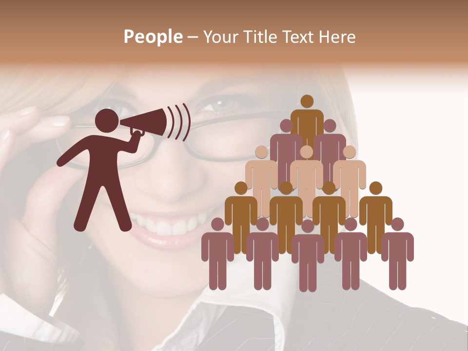 Beauty Caucasian Eyeglass PowerPoint Template