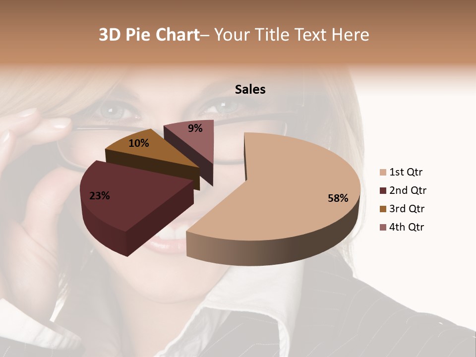 Beauty Caucasian Eyeglass PowerPoint Template