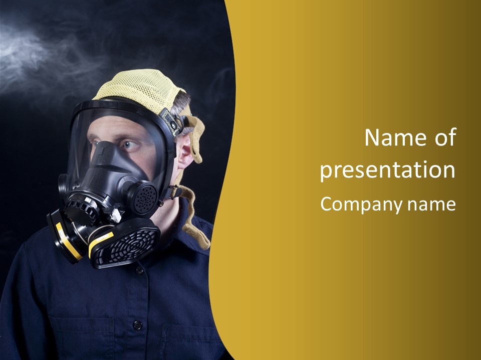 Man Protective Respirator PowerPoint Template