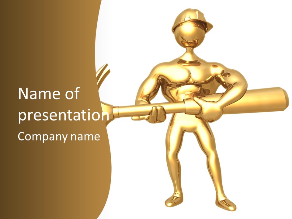 Contractor Isolated Hammer PowerPoint Template