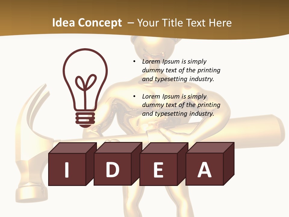 Contractor Isolated Hammer PowerPoint Template