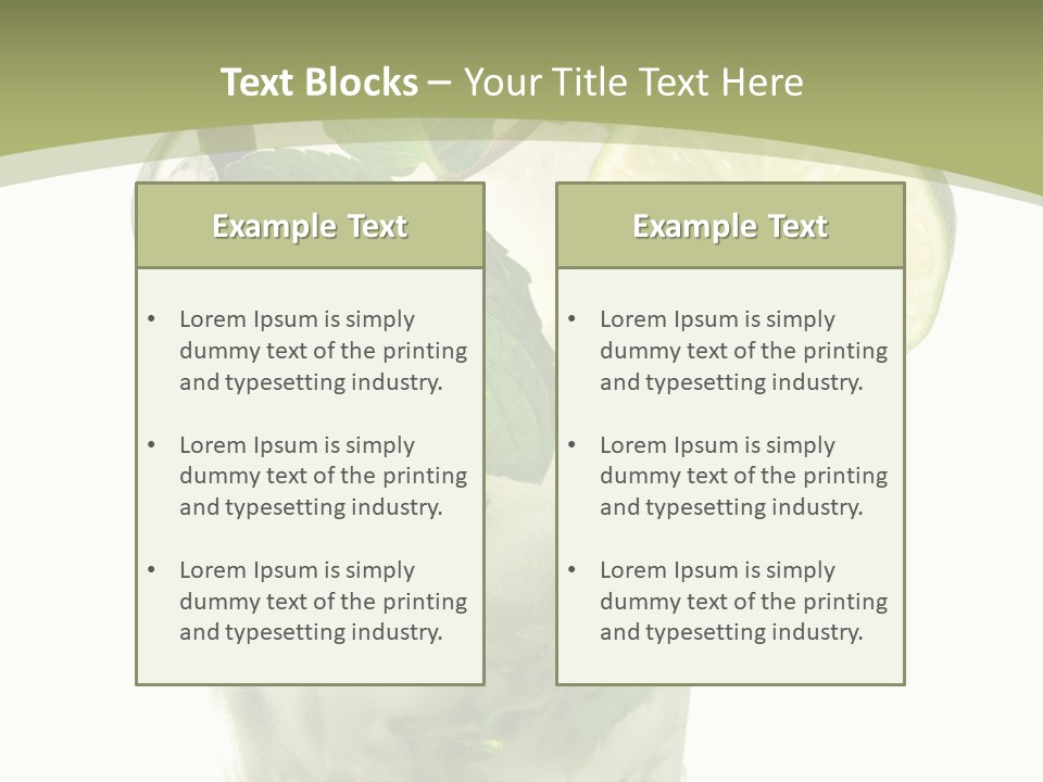 Mojito Alcohol Ice PowerPoint Template