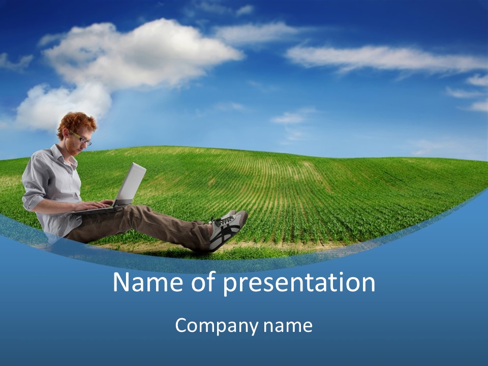 Laptop Write Connectivity PowerPoint Template