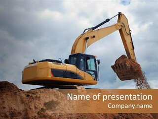Bulldozer Machinery Excavate PowerPoint Template