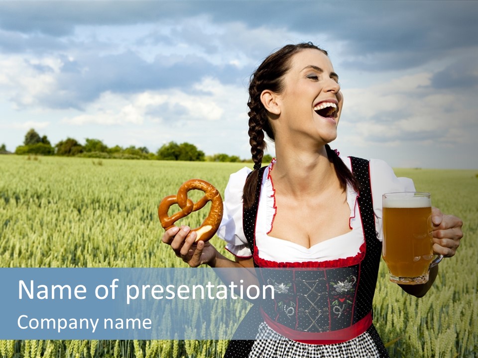 Pretzel Beer Glass Female PowerPoint Template
