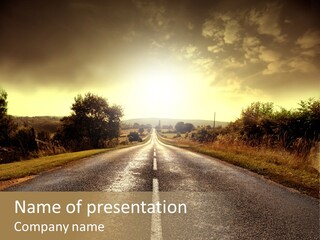 Road Sunset Countryside PowerPoint Template