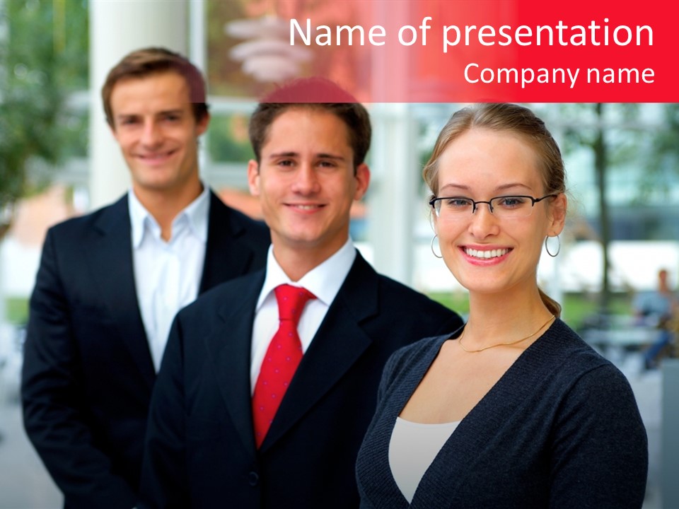 Smiling Businesswomen Team PowerPoint Template