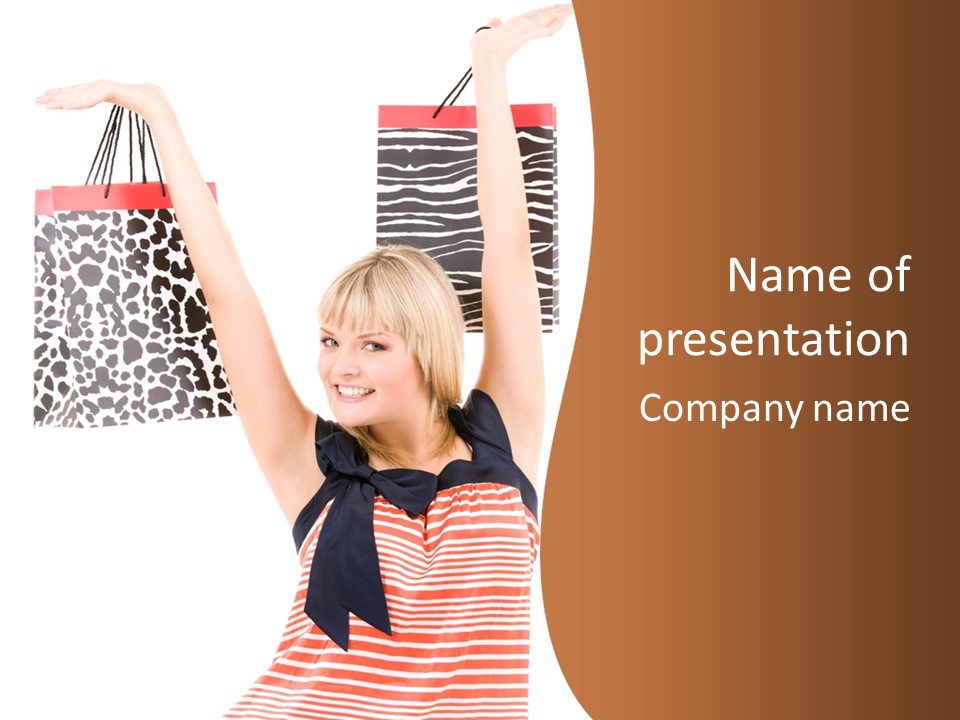 Female Joyful Blond PowerPoint Template