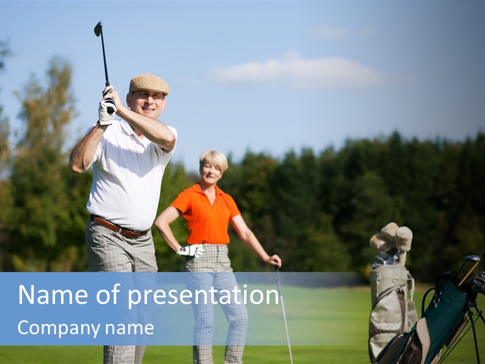 Senior Couple Golf PowerPoint Template