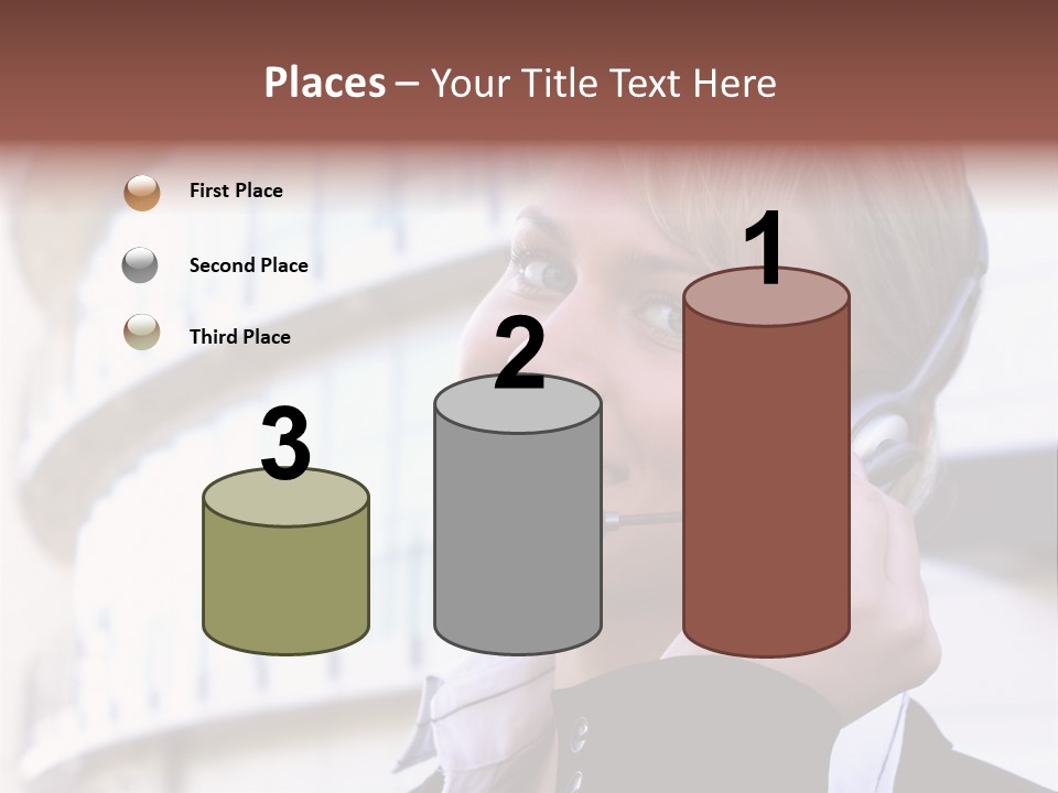 Headset Smiling Receptionist PowerPoint Template