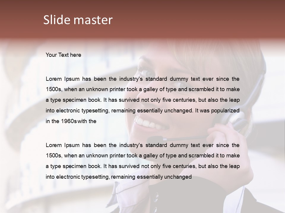 Headset Smiling Receptionist PowerPoint Template