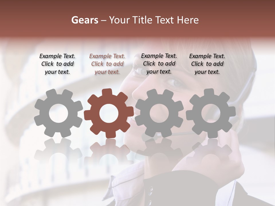 Headset Smiling Receptionist PowerPoint Template