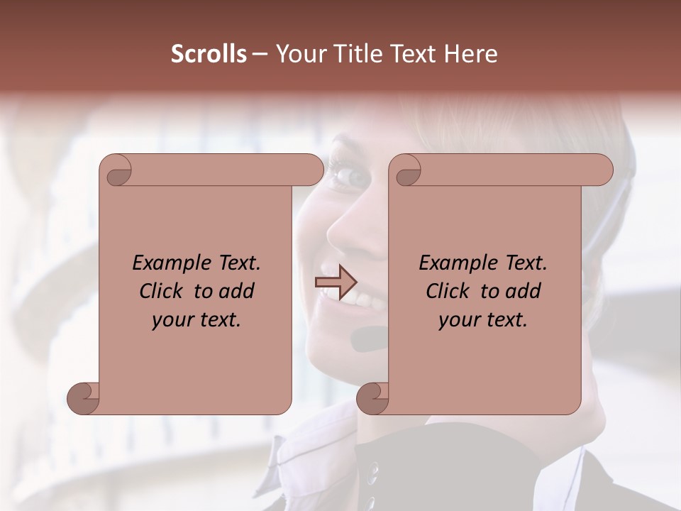 Headset Smiling Receptionist PowerPoint Template