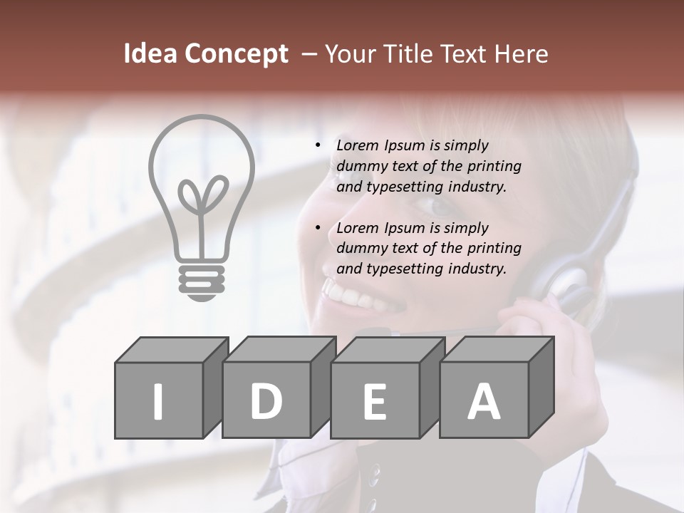 Headset Smiling Receptionist PowerPoint Template