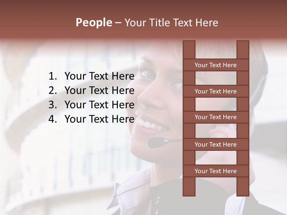 Headset Smiling Receptionist PowerPoint Template
