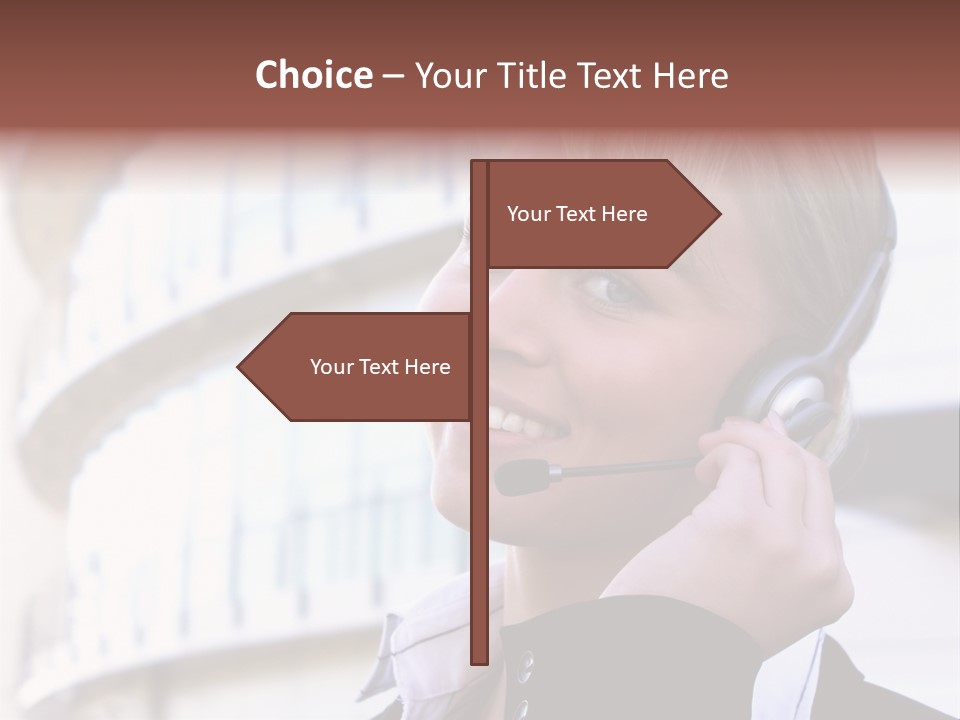 Headset Smiling Receptionist PowerPoint Template