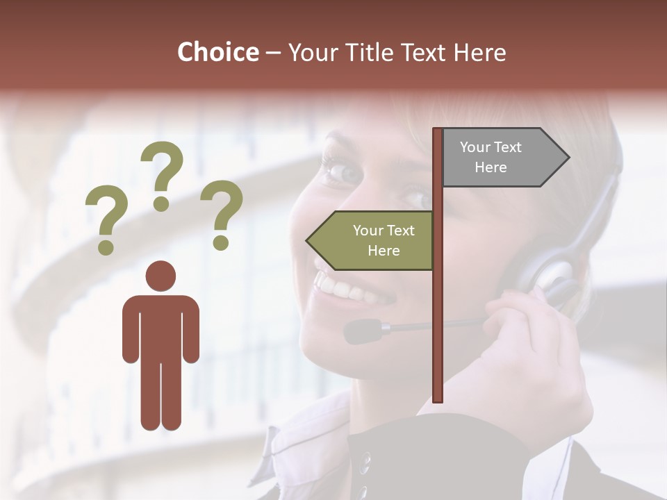 Headset Smiling Receptionist PowerPoint Template